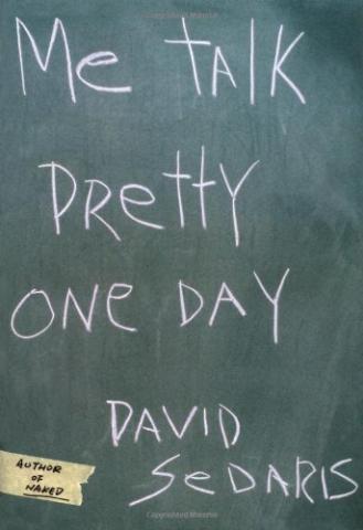 The image shows the title and author written on a chalk board.