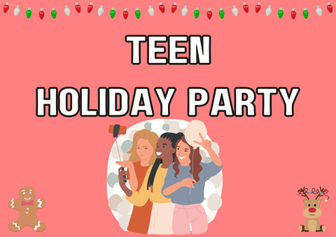 The image shows teens at a holiday themed party.
