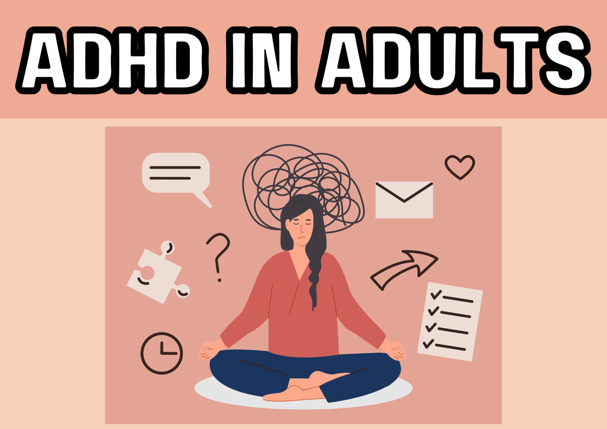 The image shows a picture of a person. There are multiple thought bubbles going around her head, causing chaos. 